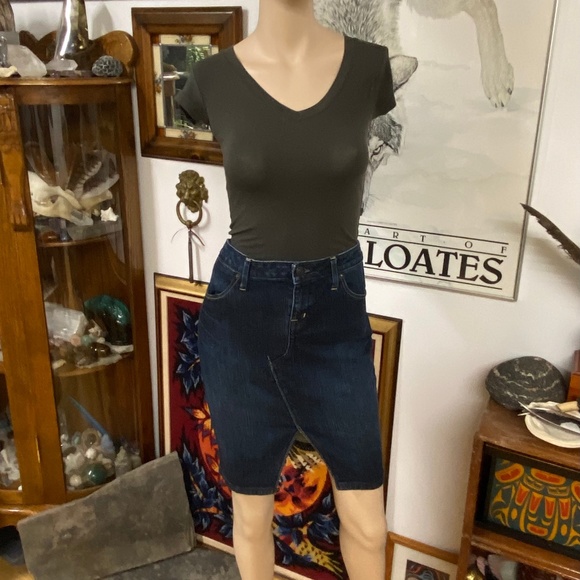 Denim Midi Skirt with Front Split - Picture 7 of 11